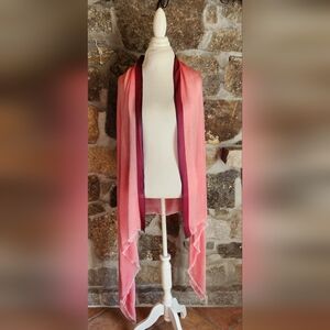 Calvin Klein Stripe Border Chambray Scarf  Pink Red Trim One Size